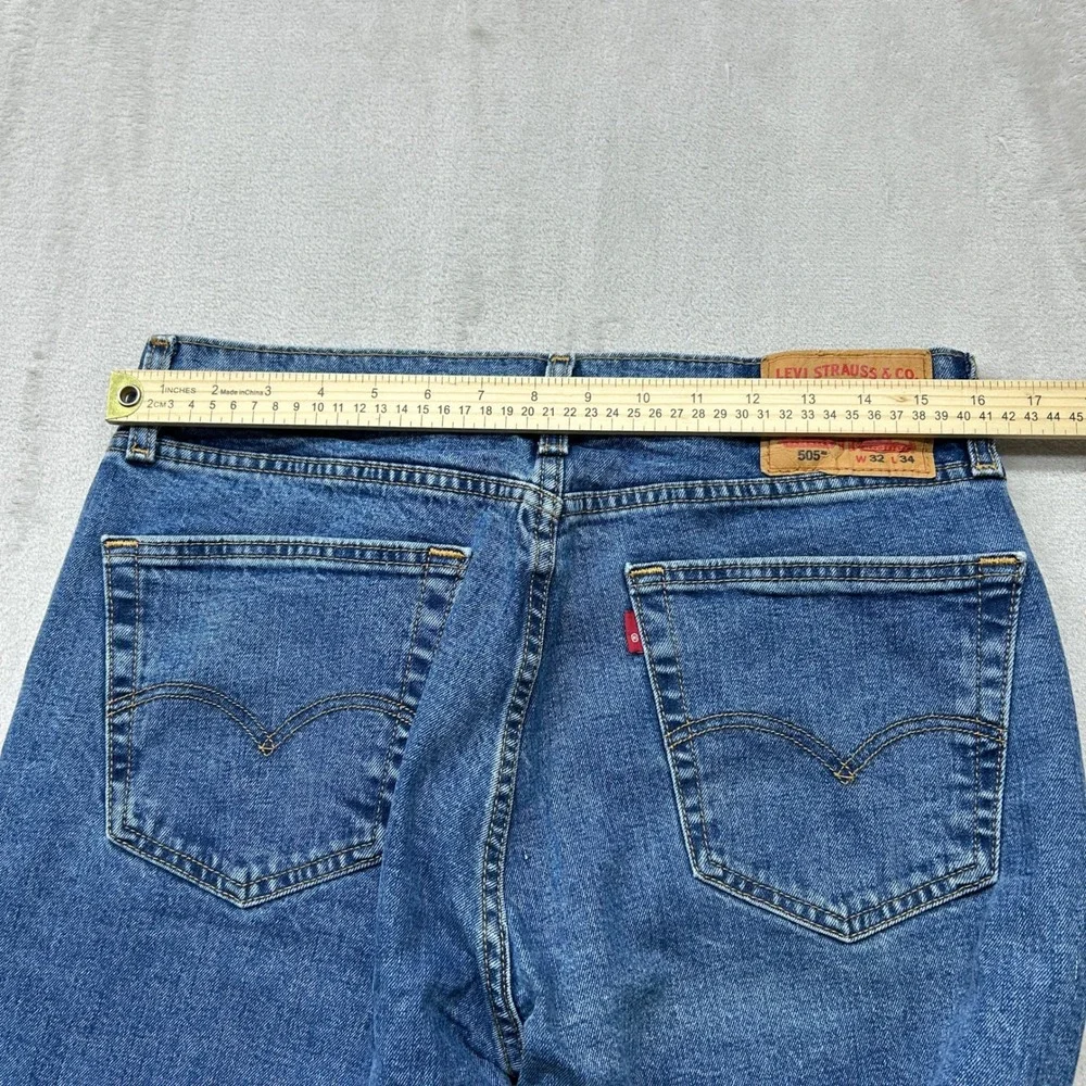 Levis 505 Regular Fit‎ Jeans Mens 32x34 Blue Straight Leg Denim Pants